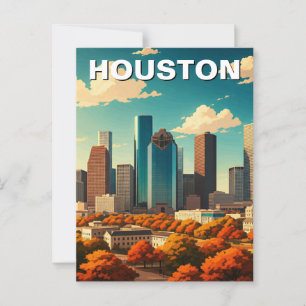 Houston Texas Skyline Stadtbild Herbst Postkarte