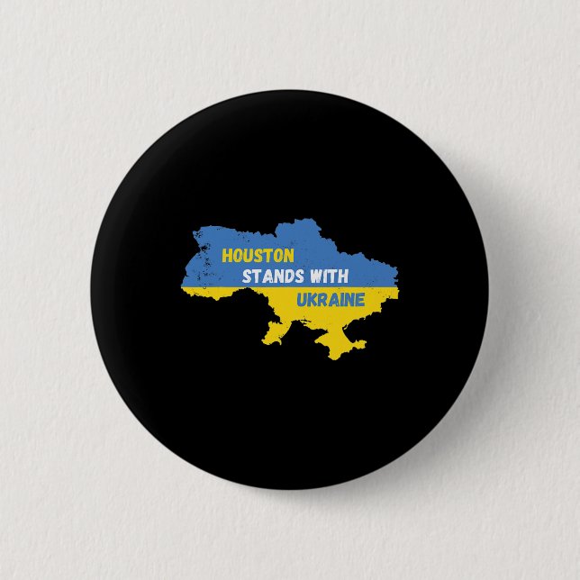 Houston Texas steht mit der Ukraine  Button (Vorderseite)