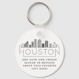 Houston, Texas Stylized Skyline | Benutzerdefinier Schlüsselanhänger