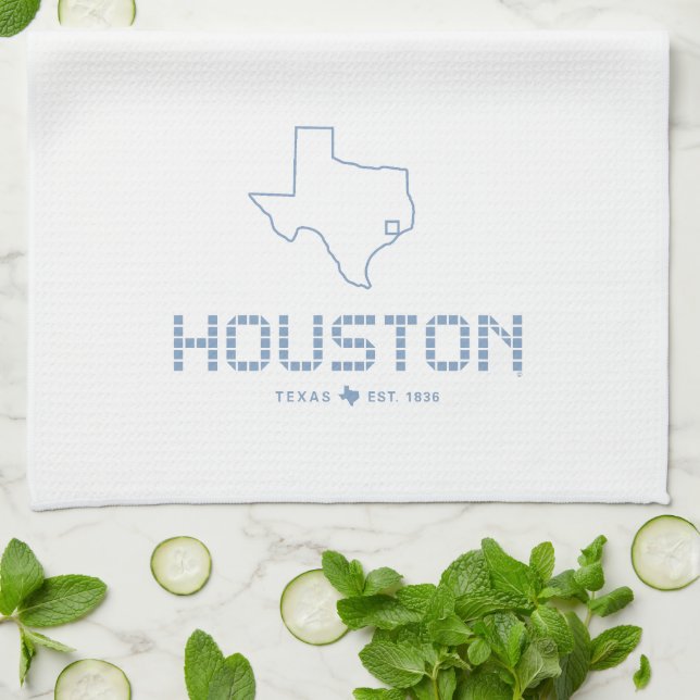 Houston & Texas Tile, Blaue Fliese, Houston Texas Geschirrtuch (Gefaltet)