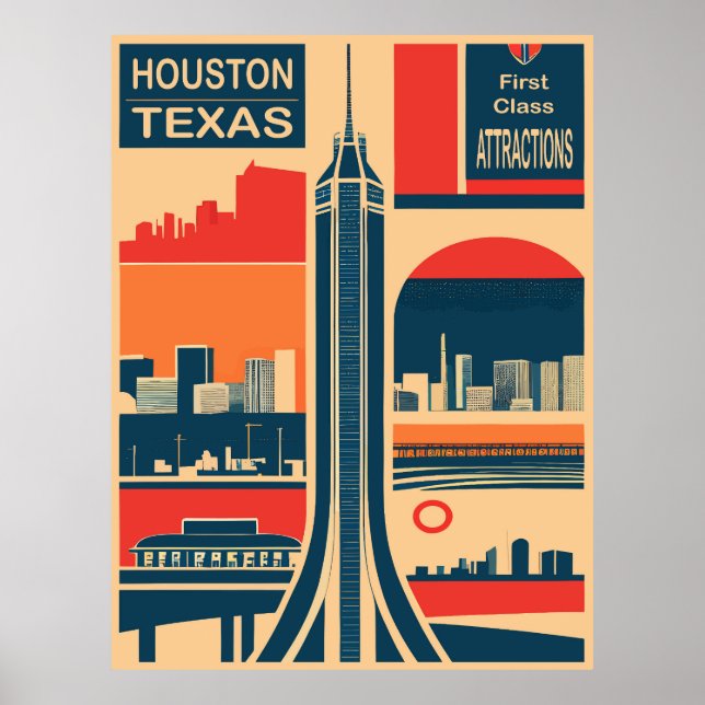 Houston, Texas, Touristenattraktionen, Reisen Poster (Vorne)