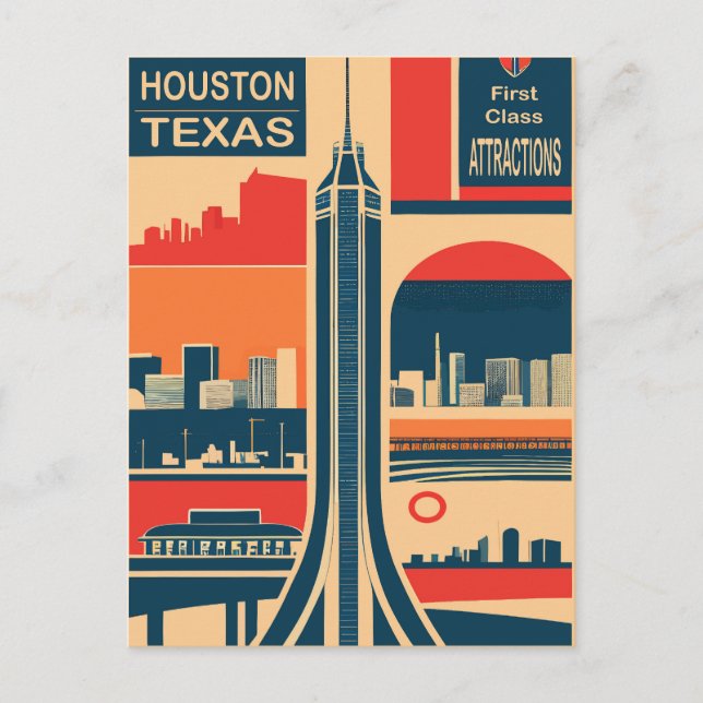 Houston, Texas, Touristenattraktionen, Reisen Postkarte (Vorderseite)