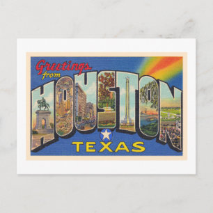 Houston Texas TX Vintage Grande Lettre Carte posta