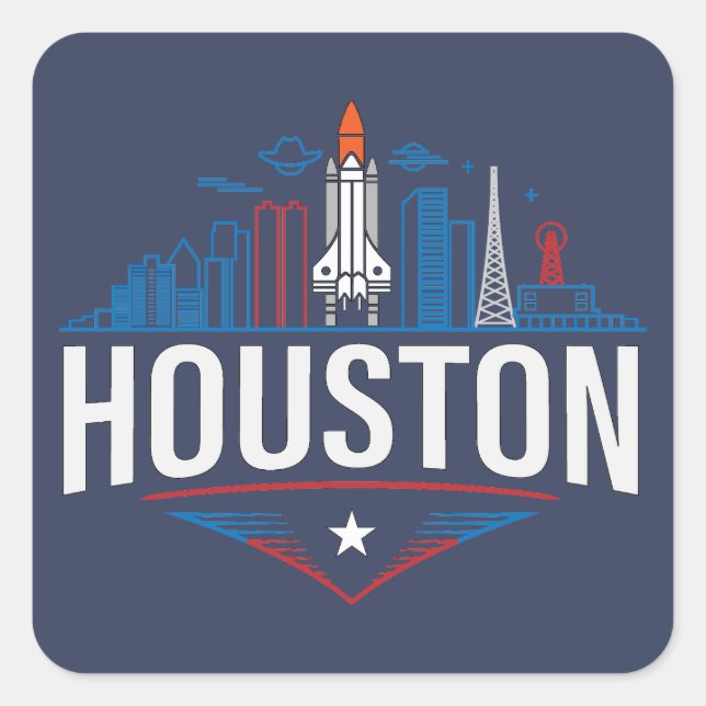 Houston Texas United States of America Quadratischer Aufkleber (Vorderseite)