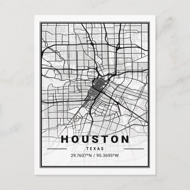Houston Texas USA Travel City Map Poster Postkarte (Vorderseite)