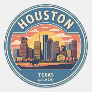 Houston Texas Vintag Runder Aufkleber