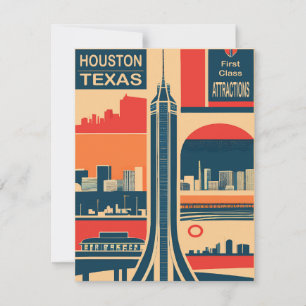 Houston, Texas, Vintag Save The Date
