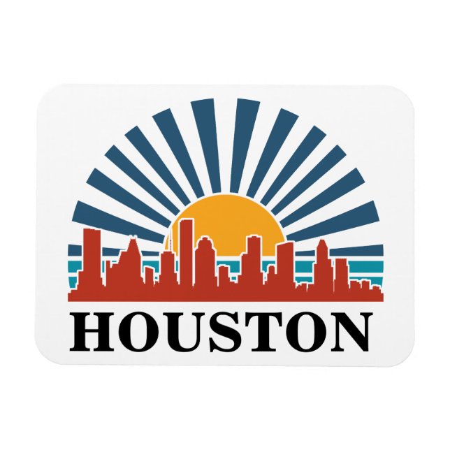 Houston Texas Vintag Sunset Retro Travel Magnet (Horizontal)