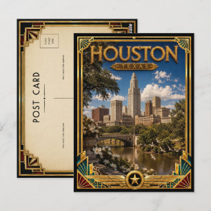 Houston Texas Vintage Art Deco Golden Age Postkarte