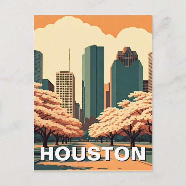 Houston Texas vintage Postkarte (Vorderseite)