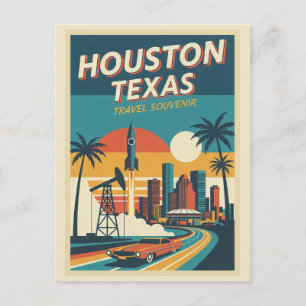 Houston TX Retro 1950er Reise  Postkarte