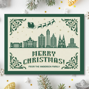 Houston, TX Skyline Christmas Holiday Carte postal