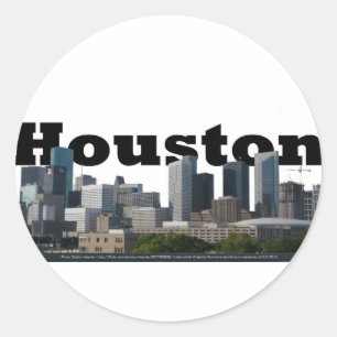 Houston, TX Skyline mit Houston im Himmel Runder Aufkleber