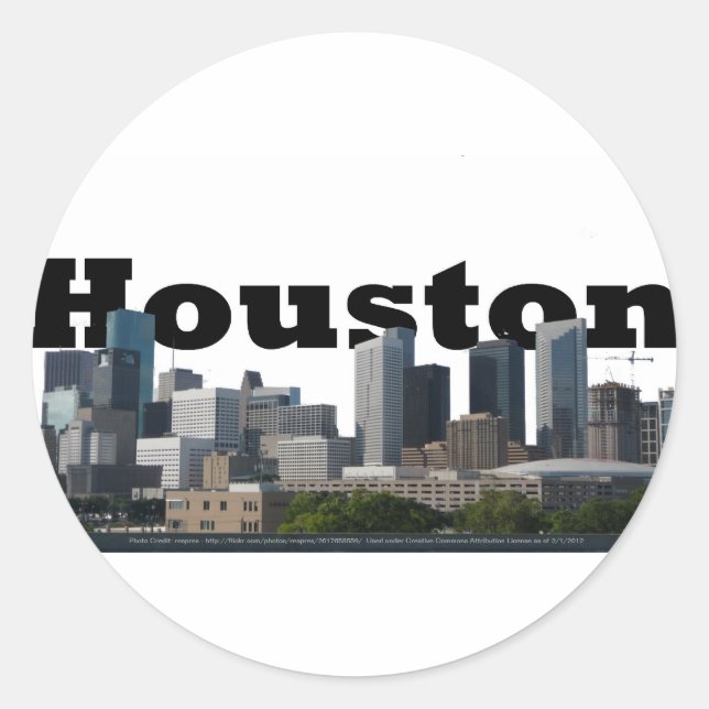 Houston, TX Skyline mit Houston im Sky Runder Aufkleber (Vorderseite)