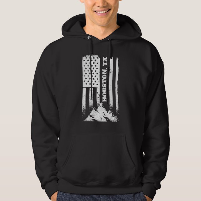 Houston Tx Texas American Patriotic Distressed Jul Hoodie (Vorderseite)