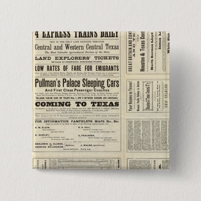Houston und Texas Central Railway durch Texas Button (Vorderseite)