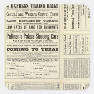 Houston und Texas Zentralbahn durch Texas Quadratischer Aufkleber
