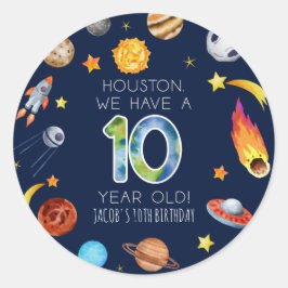 Houston We Have A 10 Year Old 10th Birthday Party Runder Aufkleber