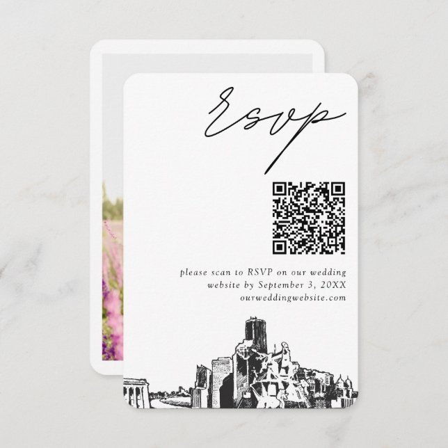 Houston Wedding Modern UAWG QR Code Begleitkarte (Vorne/Hinten)