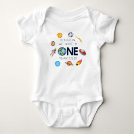 Houston, wir haben ein einjähriges 1. Geburtstags- Baby Strampler