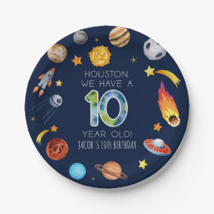 Houston wir haben eine 10-jährige 10. Geburtstagsf Pappteller