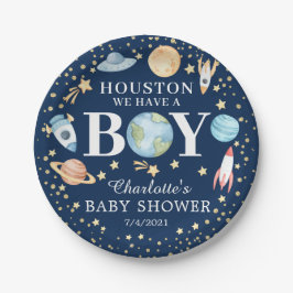 Houston Wir haben eine Babydusche 7" Platten Pappteller