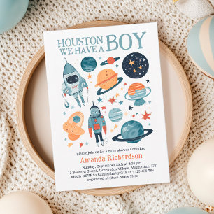 Houston wir haben eine Weltraum-Baby-Party für ein Einladung