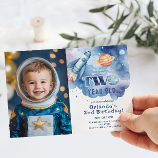 Houston, wir haben einen zweijährigen Jungen Foto  Einladung