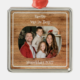 Houten Sinterklaas-Familie Ornament m/ Foto & Name Aus Metall