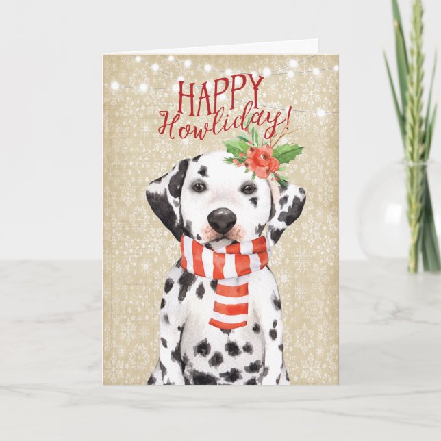 Houx heureux de dalmation de carte de Noël de (Devant)