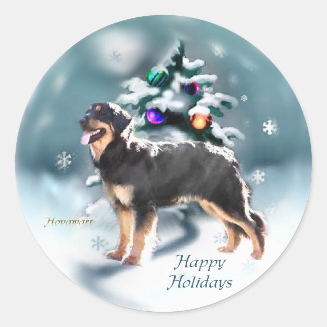 Hovawart Weihnachtsgeschenken Runder Aufkleber (Vorderseite)