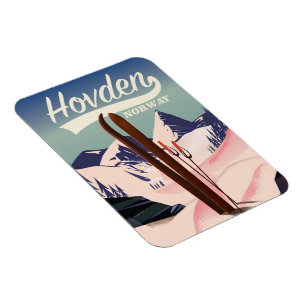 Hovden Norwegen Ski Reiseplakat. Magnet