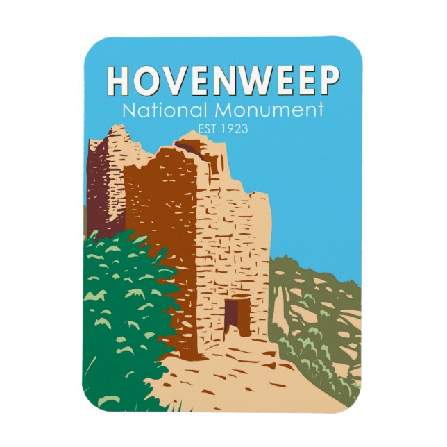 Hovenweep National Monument Vintag Magnet (Vertikal)