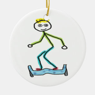 Hoverboard-Strichmännchen Keramik Ornament