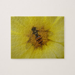 Hoverfly sur un puzzle Marigold