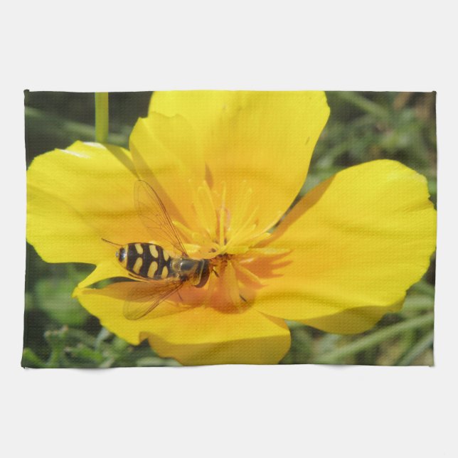Hoverfly und Blume Küchentücher (Horizontal)