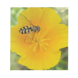 Hoverfly und Californian Poppy Notepad Notizblock