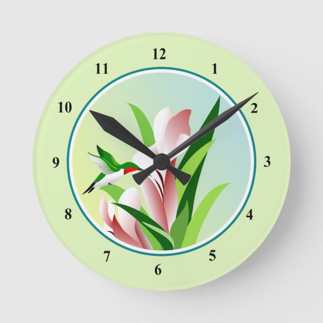 Hovering Humming Bird Runde Wanduhr (Vorderseite)