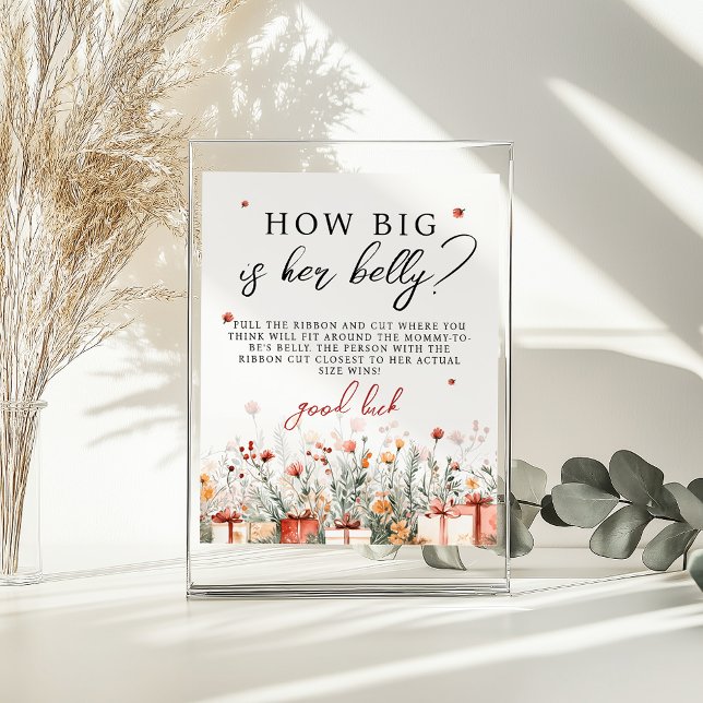 How big is her belly Merry Baby Shower Game sign Poster (Von Creator hochgeladen)
