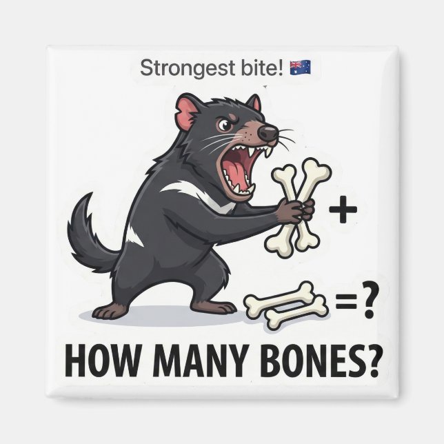 How Many Bones? Tasmanian Devil Math Game Magnet (Vorne)