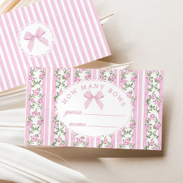 How many Bows Coquette Pink Bow Baby Shower Begleitkarte