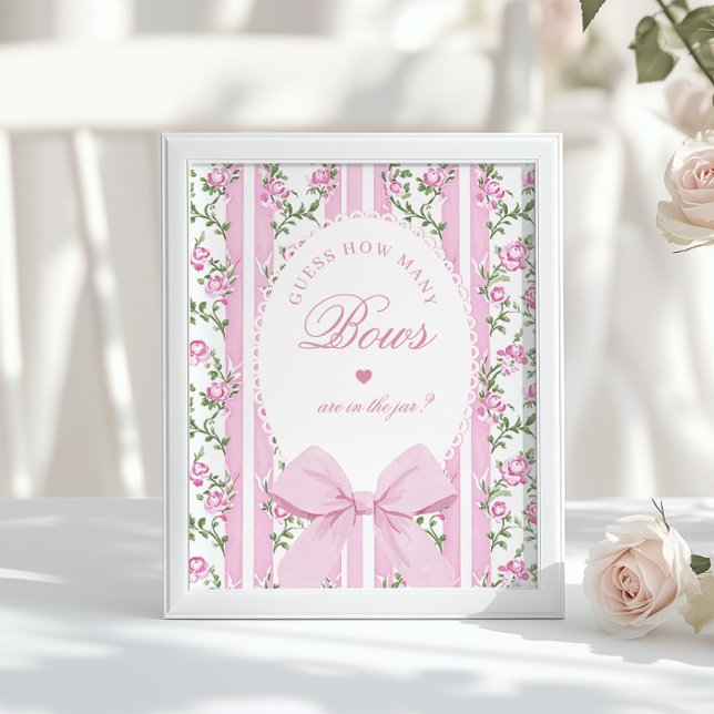 How many Bows Guessing Game Coquette Bow Pink Poster (Von Creator hochgeladen)