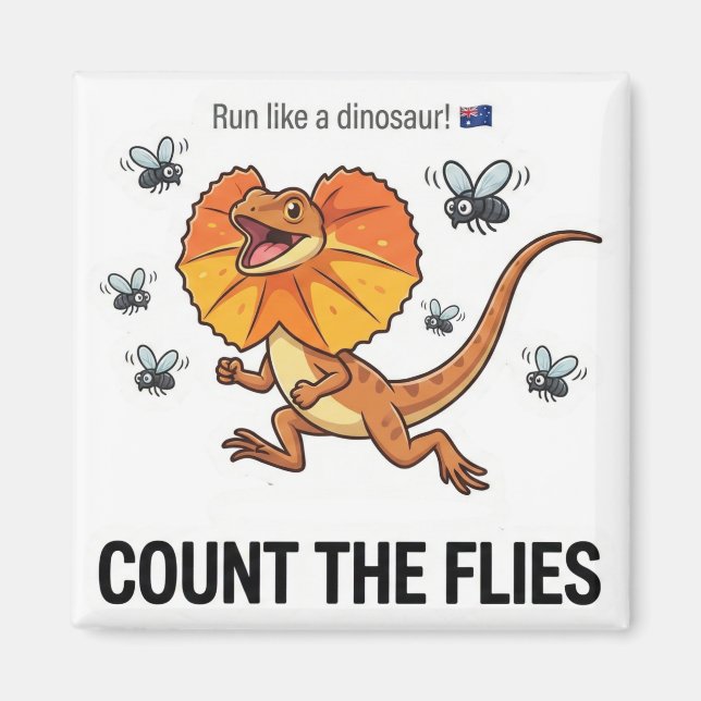 How Many Flies? Frilled Neck Lizard Math Game Magn Magnet (Vorne)