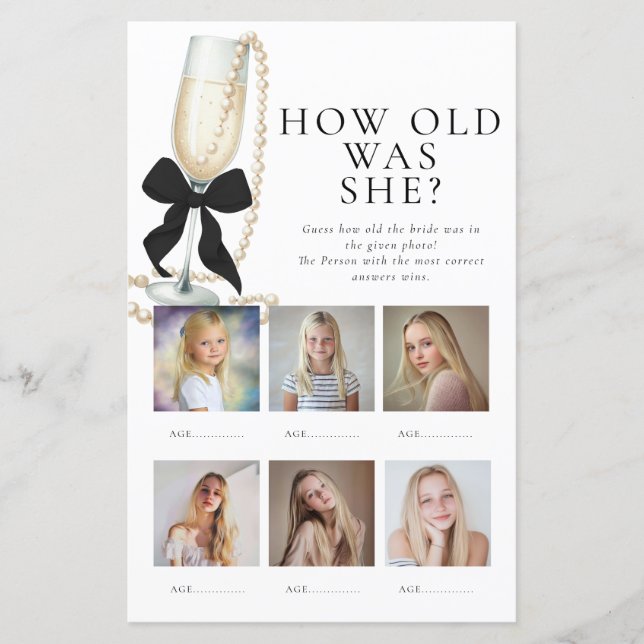 How old was the Bride Bridal Shower Game (Vorderseite)