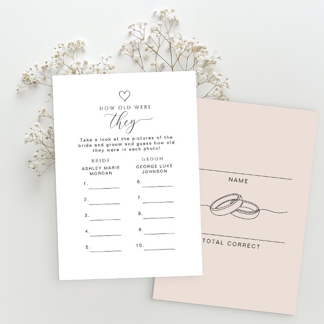 How Old Were They Printable Game Card Einladung (Digital download available - Shower game card)