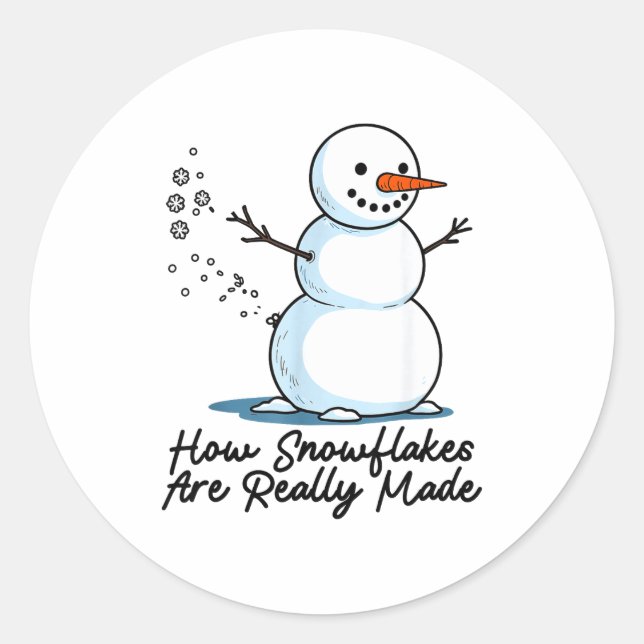 How Snowflakes Are Really Made Snowman Christmas J Runder Aufkleber (Vorderseite)