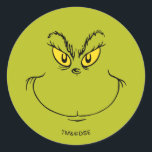 How the Grinch Stole Christmas Face Runder Aufkleber<br><div class="desc">The holidays will not be complete without The Grinch!  HOW THE GRINCH STOLE CHRISTMAS is a classic story of a town called Who-ville and how the Christmas spirit can melt even the coldest of hearts.</div>