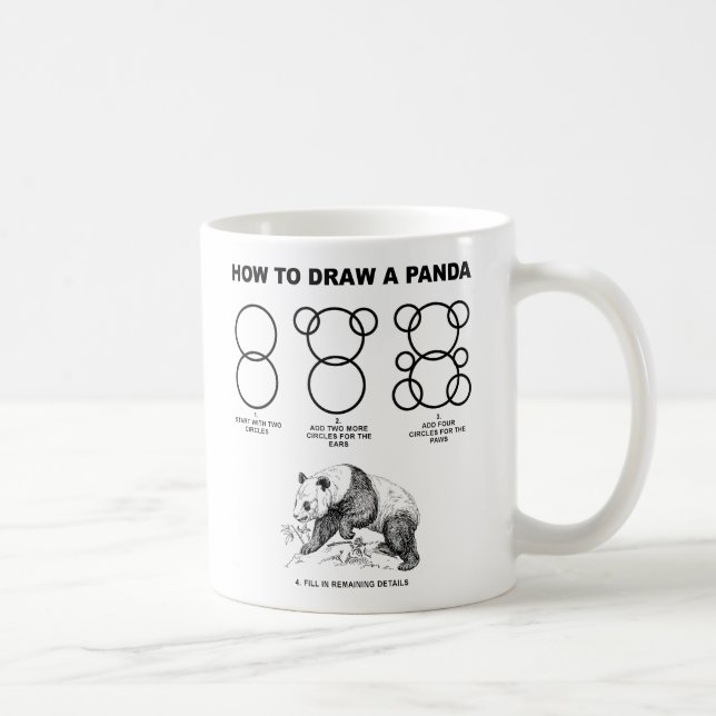 How to Draw a Panda Funny Mug Kaffeetasse (Rechts)