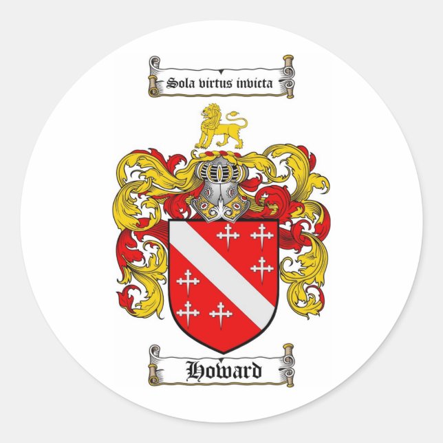 HOWARD-FAMILIENWAPPEN - HAUPTSCHUTZ VON WAFFEN RUNDER AUFKLEBER (Vorderseite)