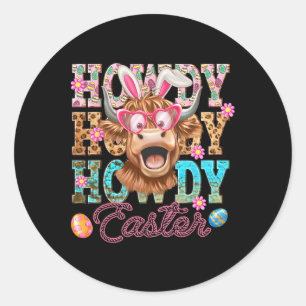 Howaster Niedliche Kuh Ostern Western Osterhase Runder Aufkleber